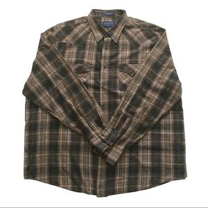 Pendleton Frontier Brown Plaid Men’s Shirt XXL